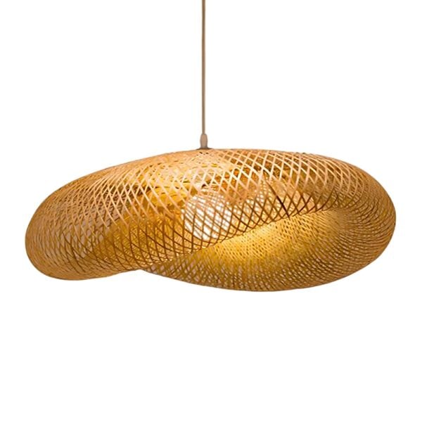 Luminaire salon rotin vintage en forme de champignon