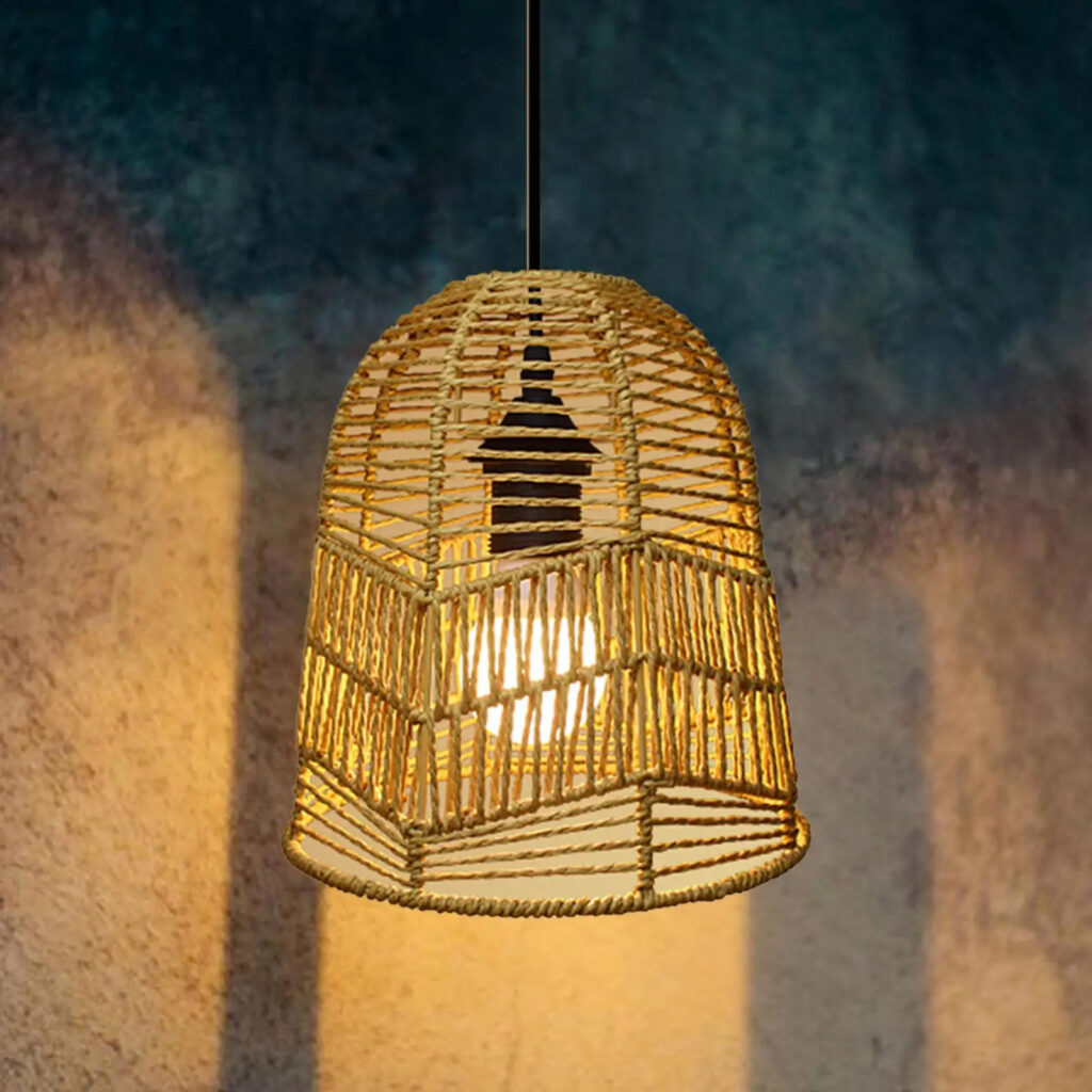 Abat-jour effet rotin élégant et décoratif