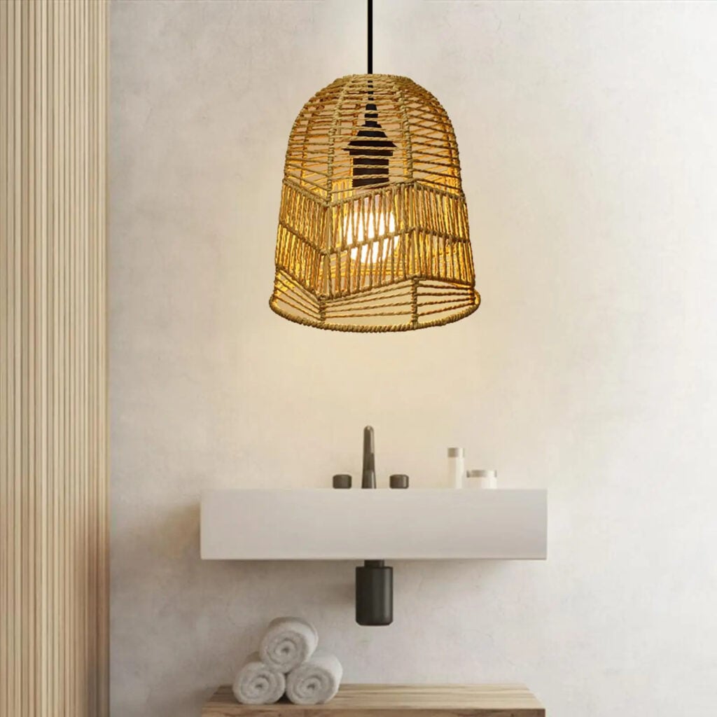 Abat-jour effet rotin élégant et décoratif