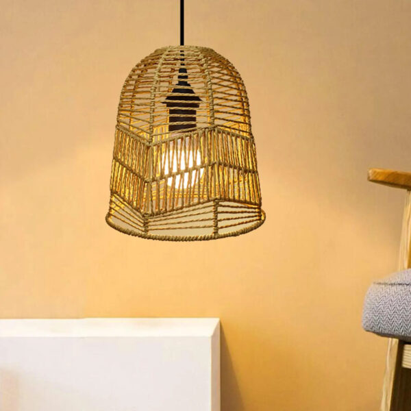 Abat-jour effet rotin élégant et décoratif