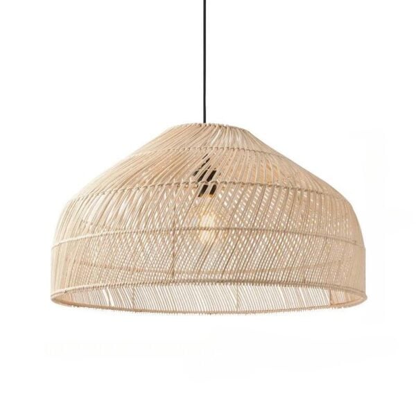 Abat-jour plafonnier rotin créatif au design moderne sur fond blanc