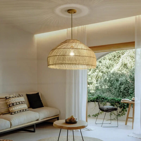 Abat-jour plafonnier rotin créatif au design moderne