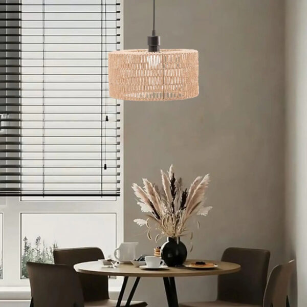 Abat-jour style rotin beige facile à installer