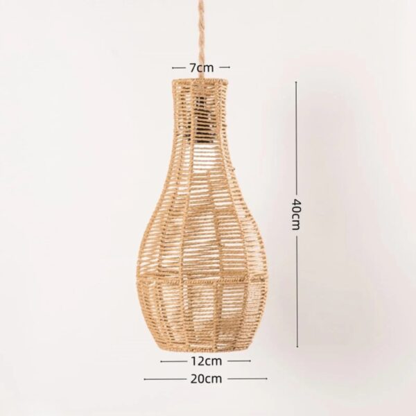 Abat-jour suspension effet rotin en forme de vase