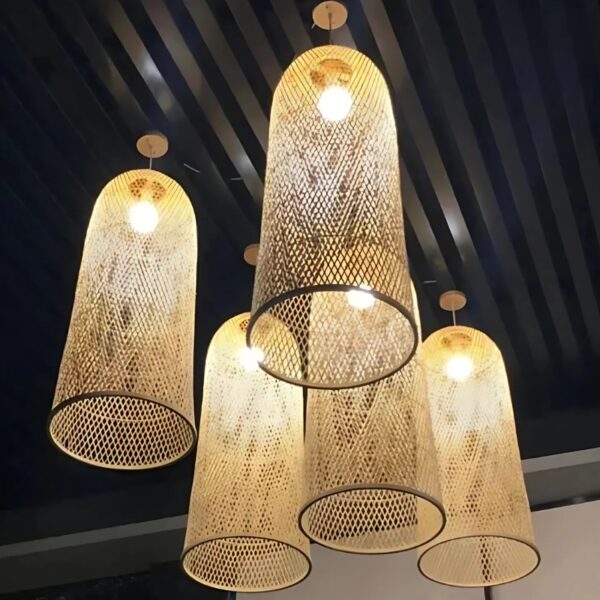Abat-jour suspension rotin original et design