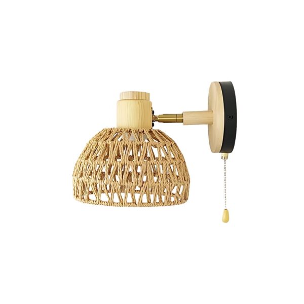 Abat jour japonais et rétro en rotin pour lampe de chevet sur fond blanc