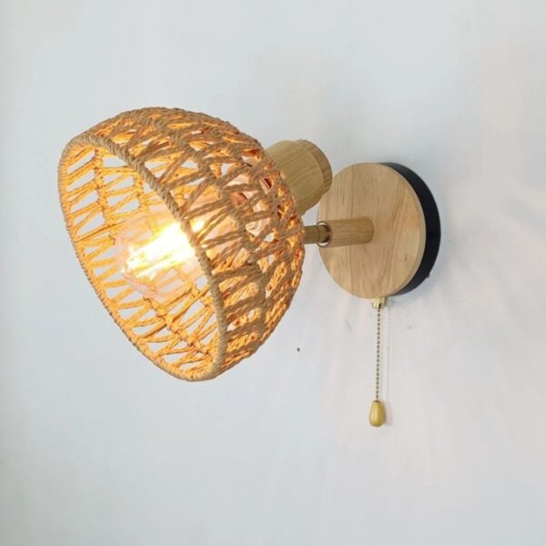 Abat jour japonais et rétro en rotin pour lampe de chevet