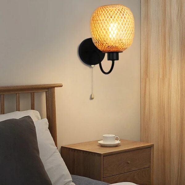 Abat jour mural et vintage en rotin pour lampe de chevet