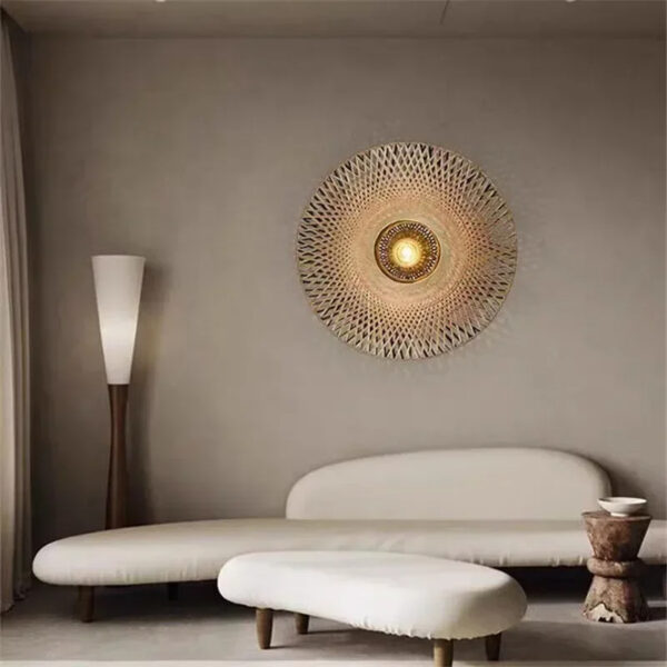 Applique murale bambou effet rotin design et chaleureuse