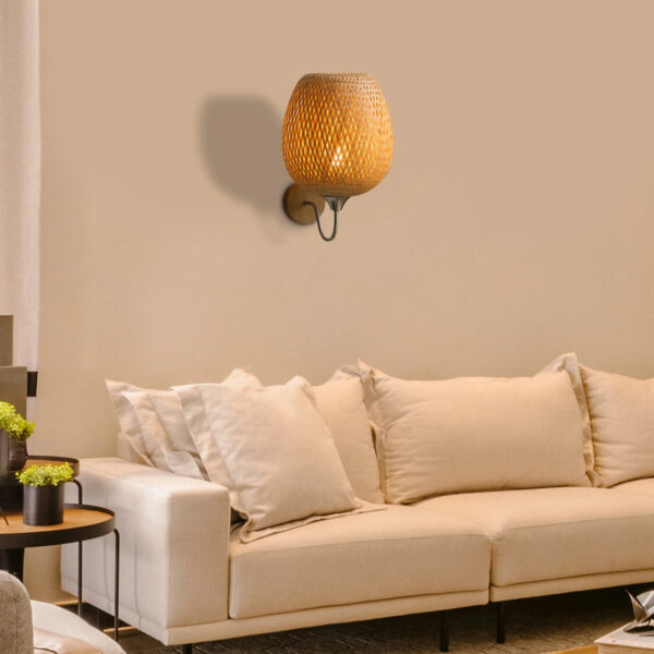 Applique murale bambou style rotin rustique et unique