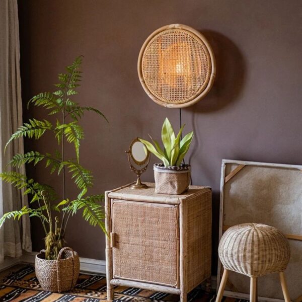 Applique murale rotin vintage au design japonais