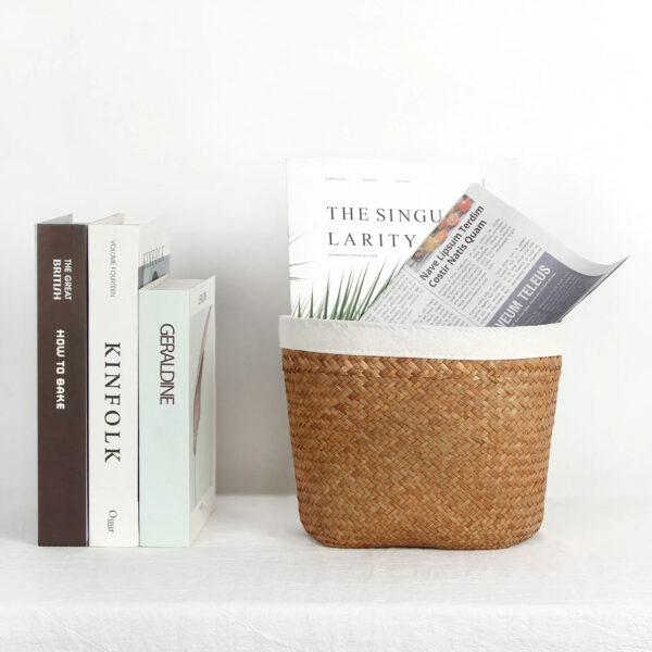 Cache pot en rotin et tissu