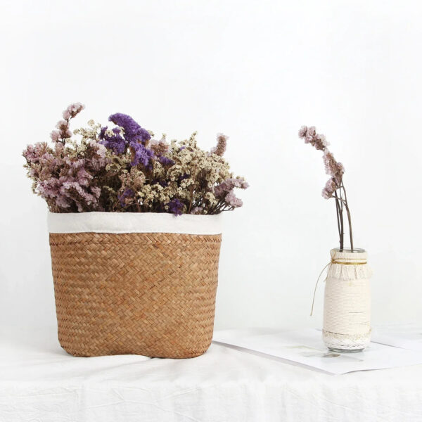 Cache pot en rotin et tissu