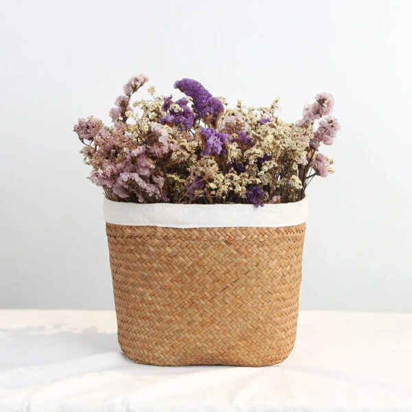Cache pot en rotin et tissu
