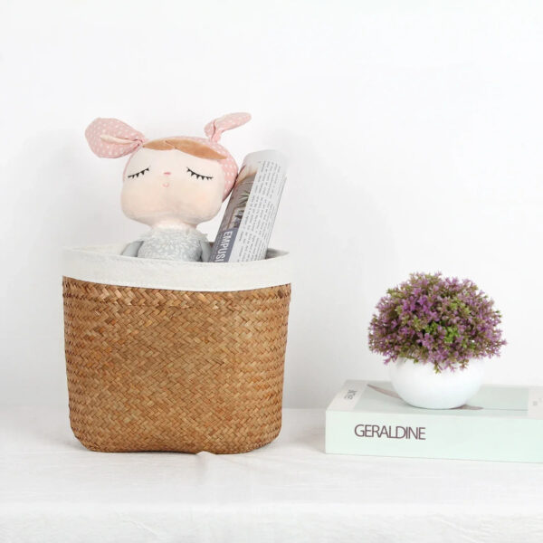 Cache pot en rotin et tissu