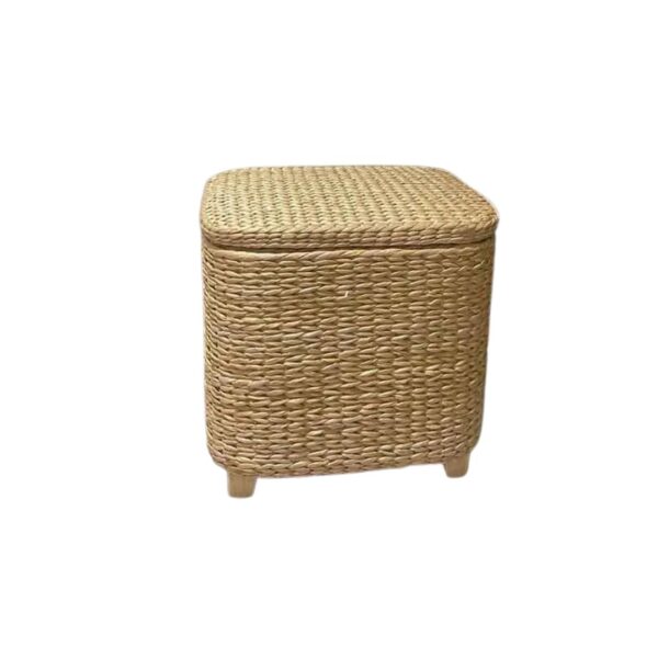 Coffre en rotin avec rangement pour salon sur fond blanc