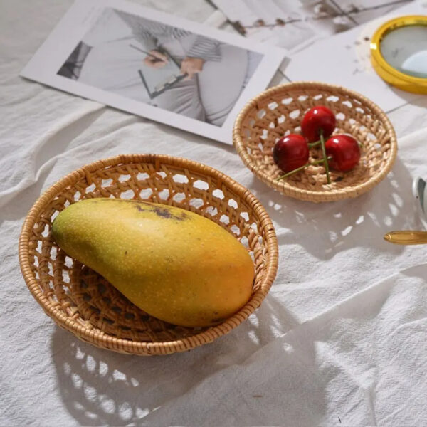 Corbeille en rotin ronde et pratique