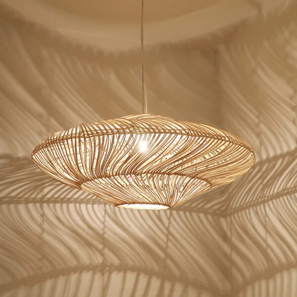 Grande suspension rotin vintage au style japonais