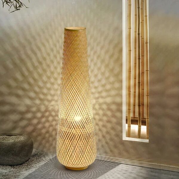 Lampadaire effet rotin chic et élégant en bambou