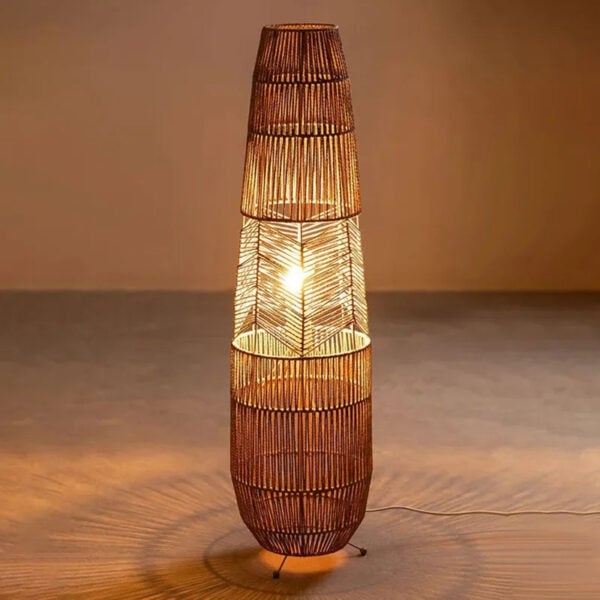 Lampadaire créatif effet rotin pour salon
