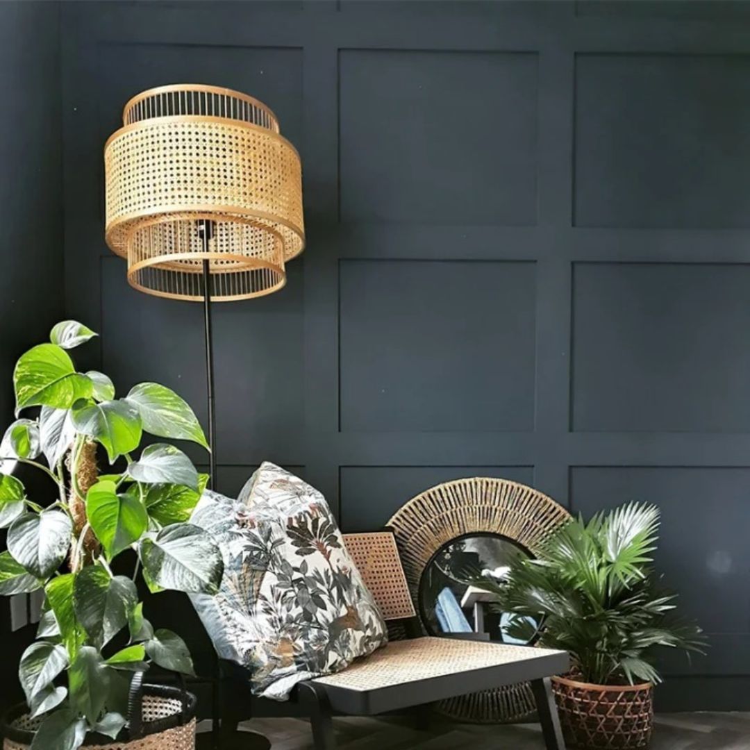 Lampadaire rotin vintage de style nordique