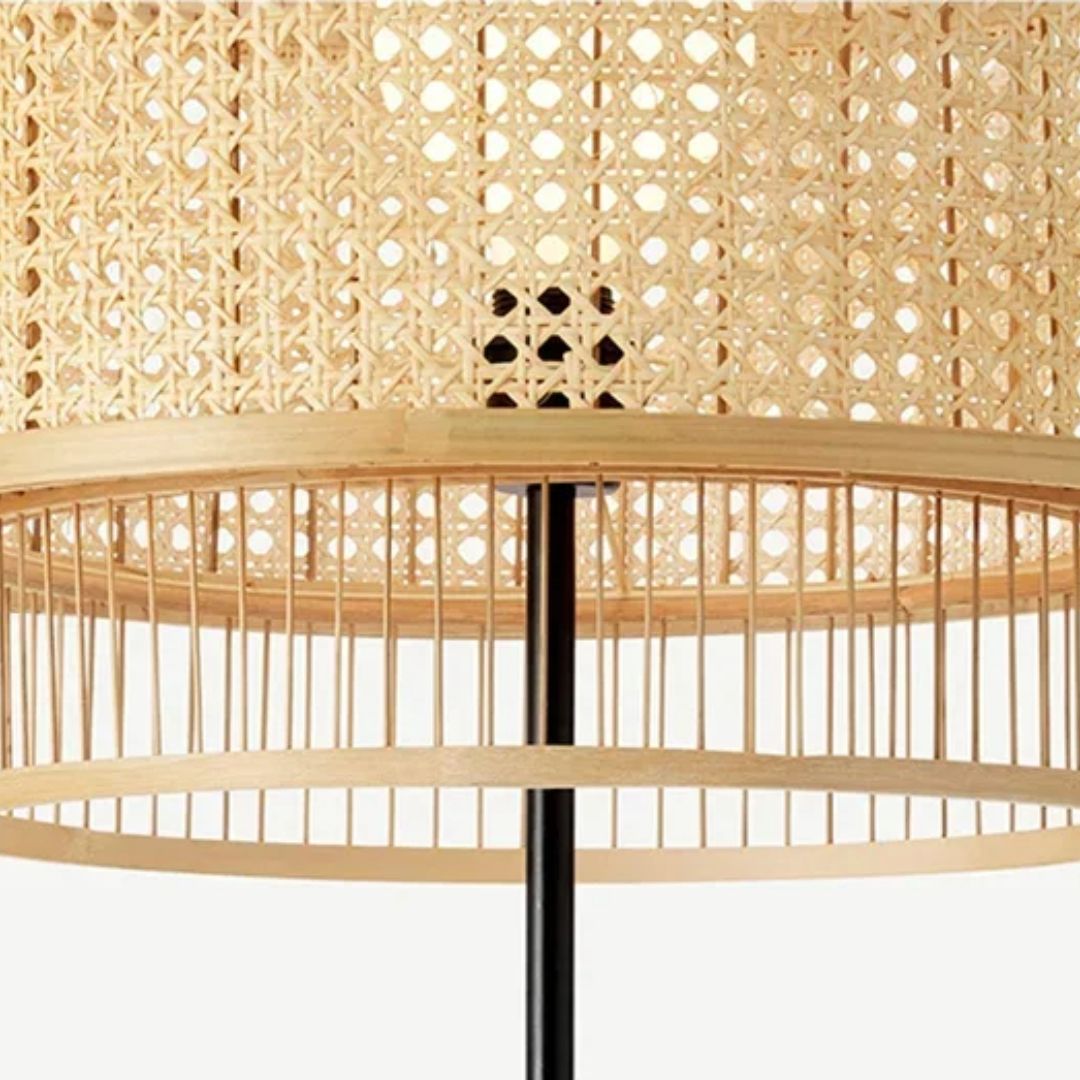 Lampadaire rotin vintage de style nordique