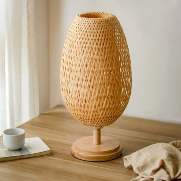 Lampe de chevet moderne en rotin et bambou