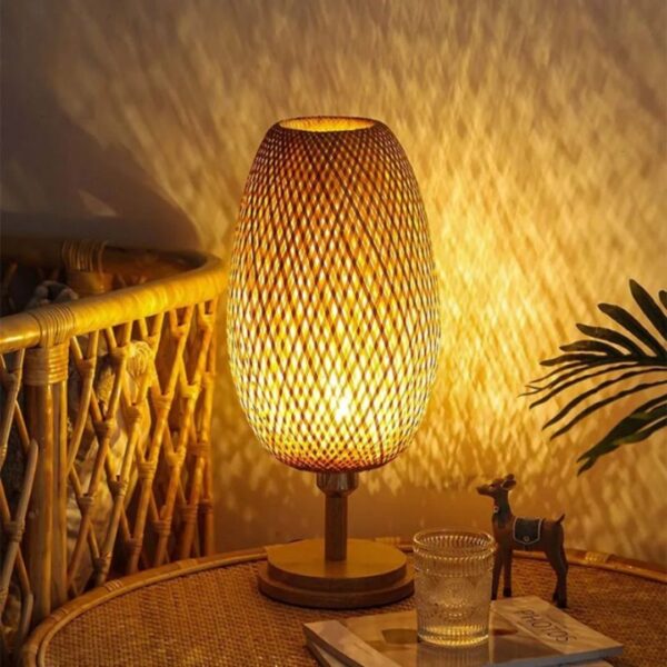 Lampe de chevet moderne en rotin et bambou