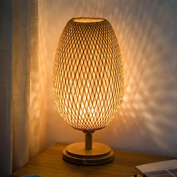 Lampe de chevet moderne en rotin et bambou