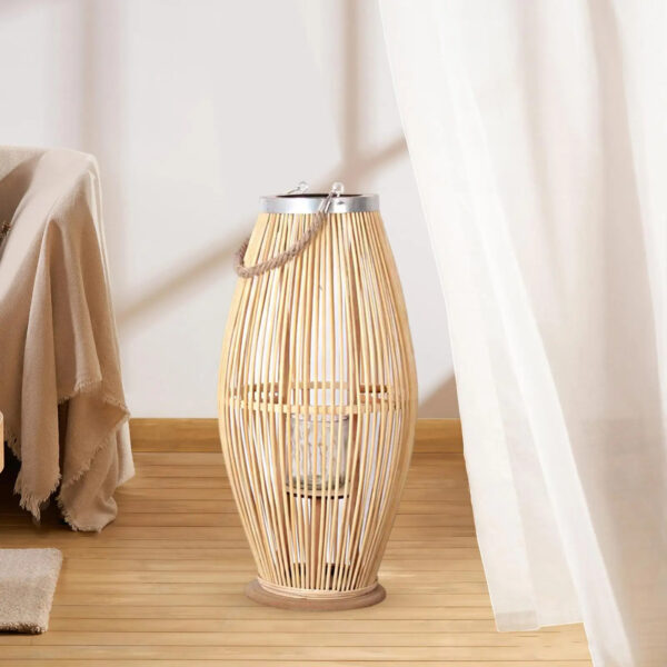 Lanterne effet rotin raffinée et chaleureuse