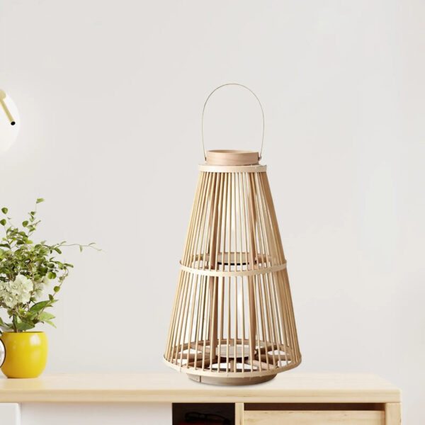 Lanterne effet rotin tissée main style bougeoir