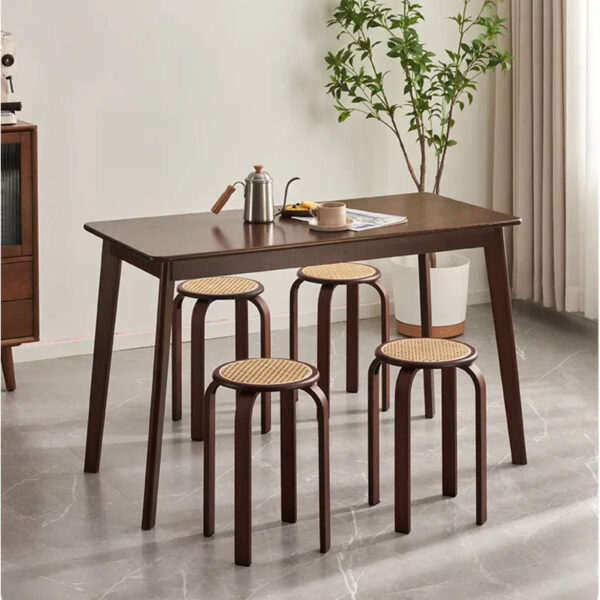 Lot de 4 tabourets en rotin et bambou