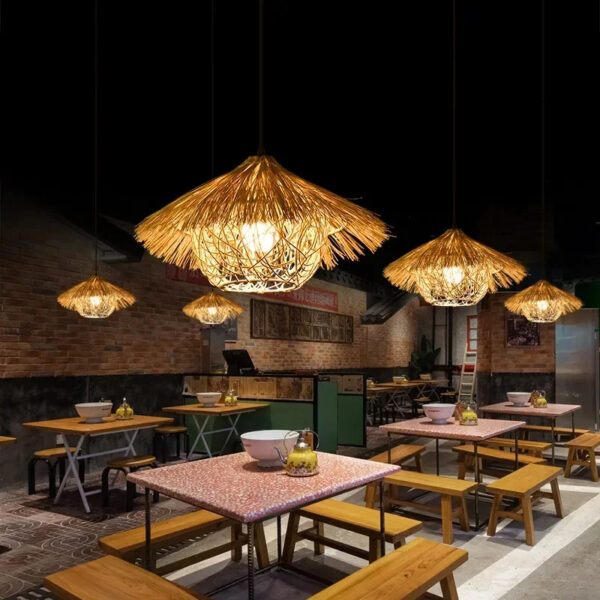 Lustre boule effet rotin élégant et raffiné