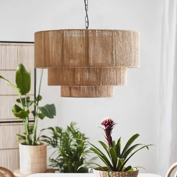 Lustre effet rotin élégant au style naturel