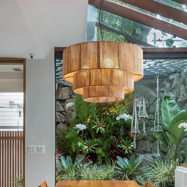 Lustre effet rotin élégant au style naturel