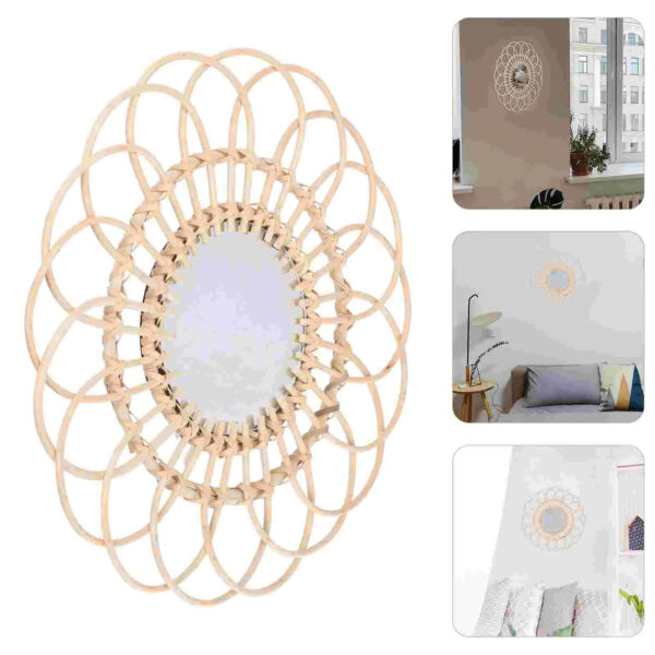 Miroir créatif en rotin au design de fleur