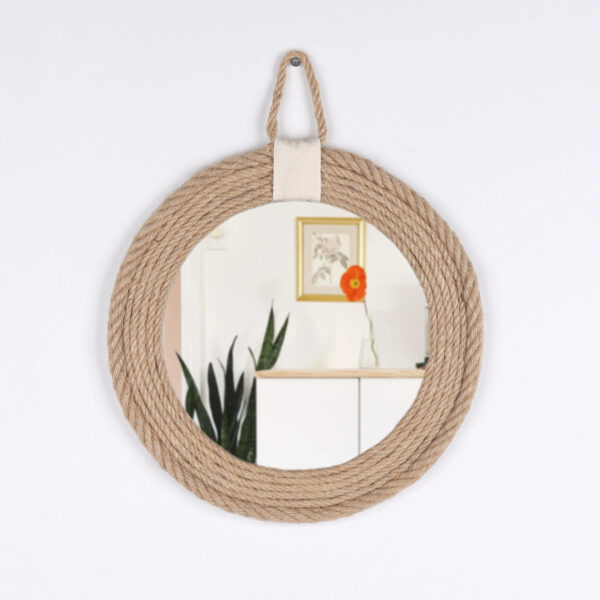 Miroir rond et élégant en rotin