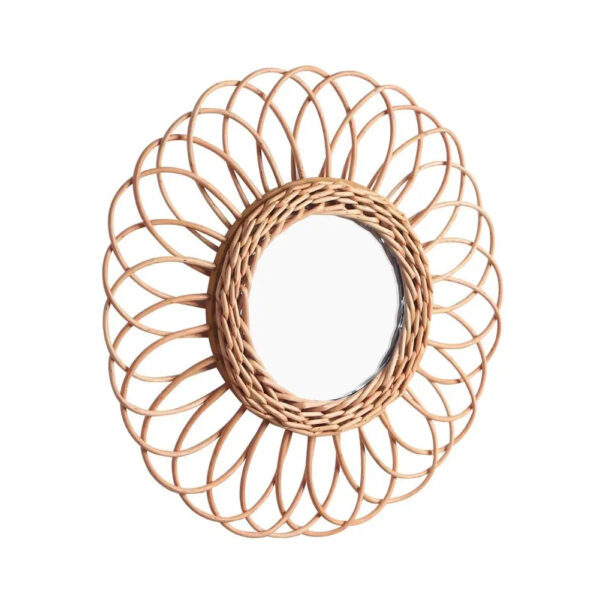 Miroir rond en rotin de style nordique