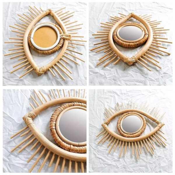 Miroir en rotin au design d’œil