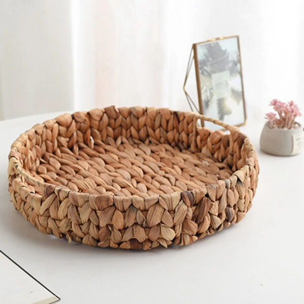 Panier effet rotin rond avec deux poignées