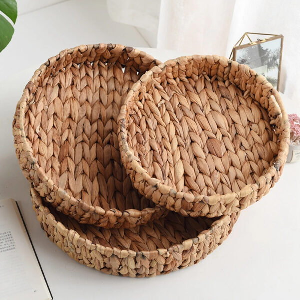 Panier effet rotin rond avec deux poignées