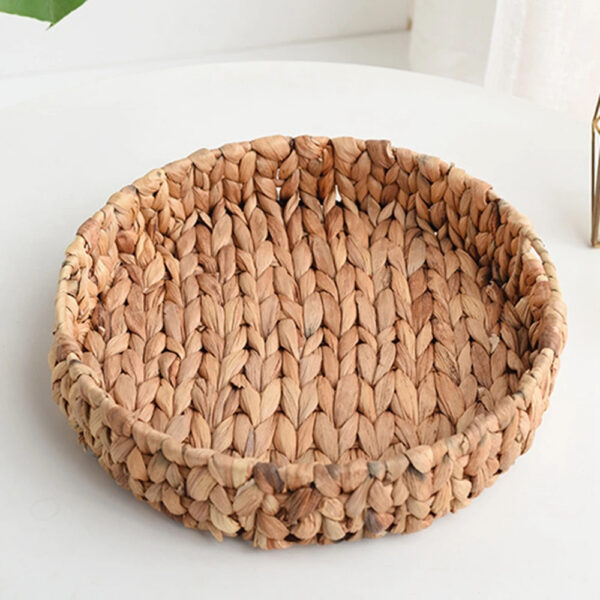 Panier effet rotin rond avec deux poignées