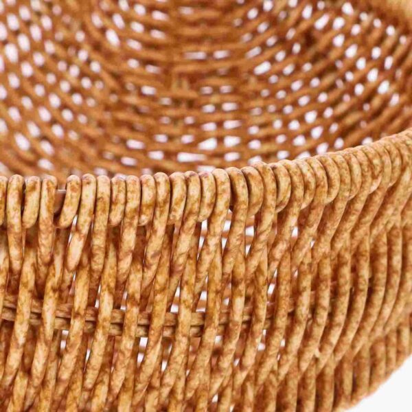 Détail panier effet rotin rond pour rangement