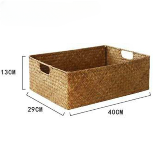Panier rangement effet rotin avec deux poignées