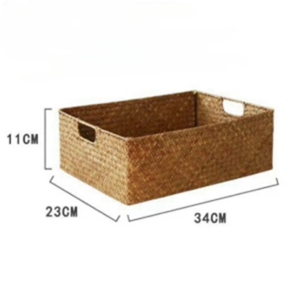 Panier rangement effet rotin avec deux poignées