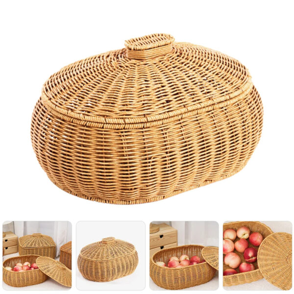 Panier rotin avec couvercle robuste et durable