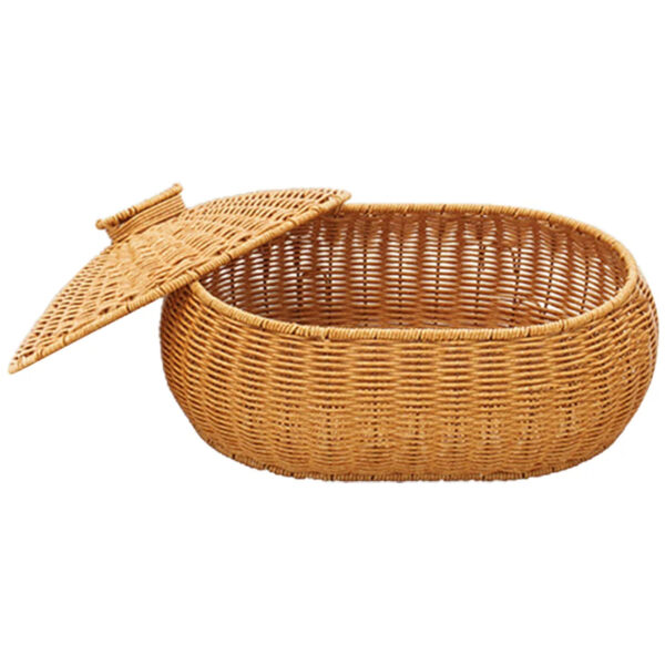 Panier rotin avec couvercle robuste et durable