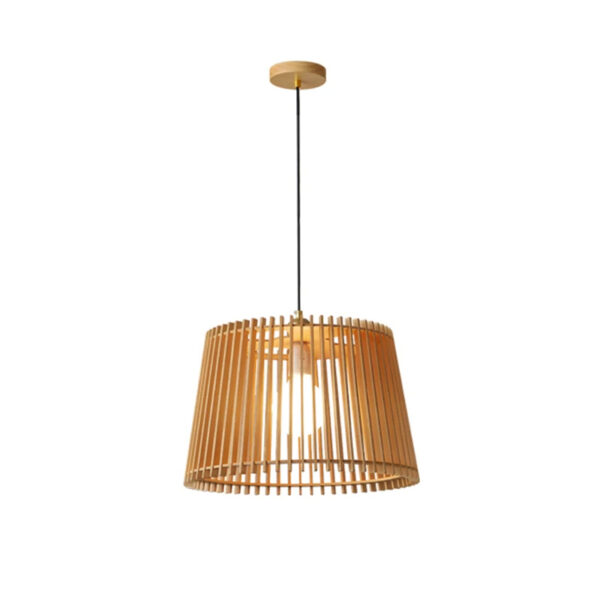 Plafonnier effet rotin LED au design japonais sur fond blanc