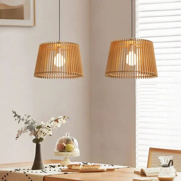Plafonnier effet rotin LED au design japonais