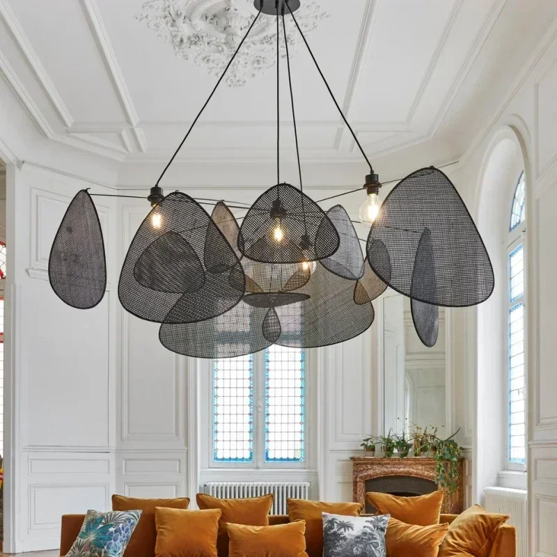 Plafonnier rotin noir design et moderne